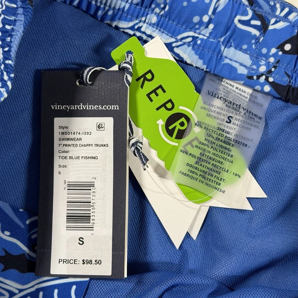Vineyard Vines Men's Size Small Tide Blue Fishing Printed 7